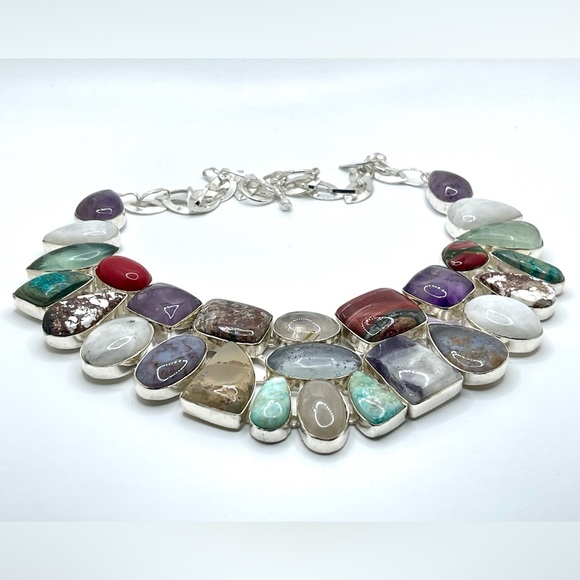 Muti-Gemstone Statement Necklace - Picture 6 of 15